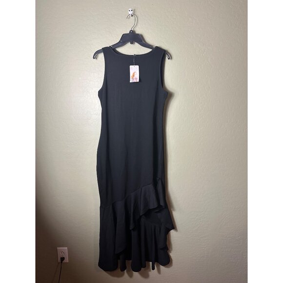 PRETTYGARDEN X-Large BLACK Dress Formal Gala Maxi  Ruffle Mermaid Cocktail Long - Picture 2 of 5